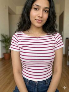 Striped Cropped Ribbed Top