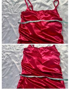 Red  Velvet Cowl Neck Dress