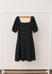 Black Puff Sleeve Velvet Dress