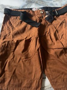 Men's Brown Cargo Shorts with Belt