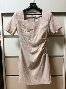 Elegant Beige Ruched Bodycon Dress 🌼✨️