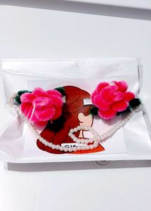 Floral Hair Clips with Pearl Chain