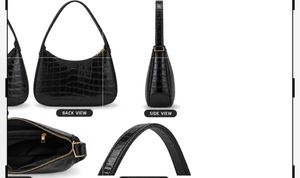 Chic Black Croc Embossed Shoulder Bag