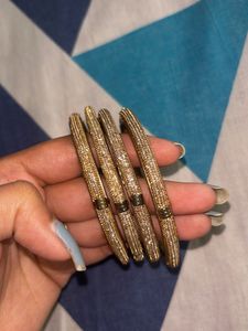 Set of 4 Gold &amp; Crystal Bangles
