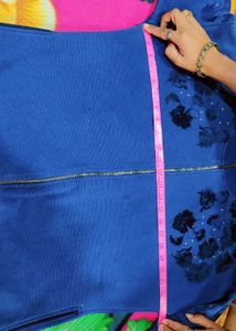 Blue Floral Zip-Up Jacket