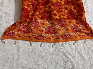 Orange Floral lacy Halter Neck backless top