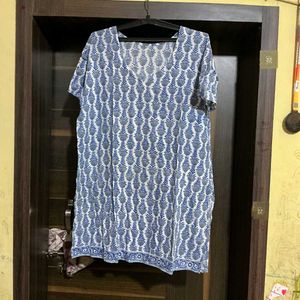 Blue Floral Print Kurta