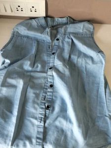 Light Blue Denim Sleeveless Top