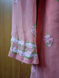 Peach Chikankari Kurti