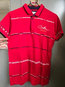 Men's Red Striped Polo Shirt