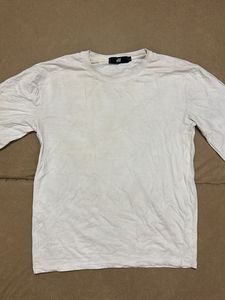 H&M white solid oversized t-shirts