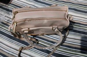 Chic Beige Handbag with Gold Accents