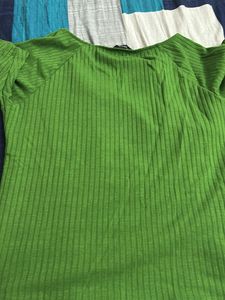 Green V-neck Top