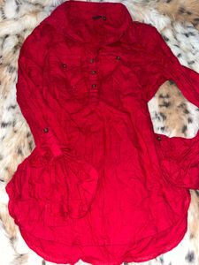 Red Long Sleeve Tunic Top