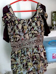 Royal Blue &amp; Maroon Party Wear Peplum Sharara Set