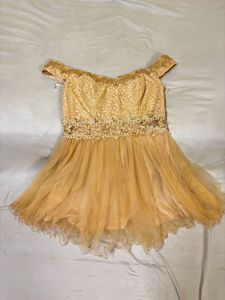 Elegant Gold Lace Off-Shoulder Gown