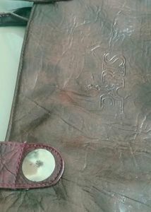 Brown Faux Leather Imported bag