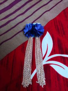 Elegant Blue Flower Tassel Earrings
