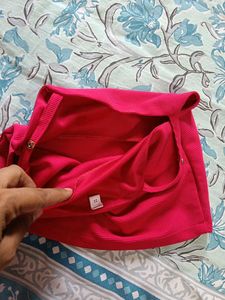 Bright Pink Ribbed Crop Top
