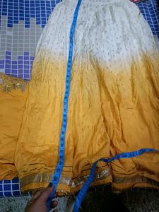Party Wear Double Shade Yellow Sharara Suit In L