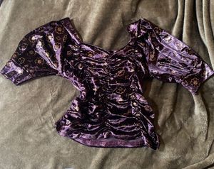 Velvet Floral Puff Sleeve Top
