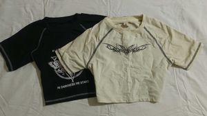 set of 2 raglan print crop top