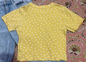 Cute Yellow Heart Print T-Shirt