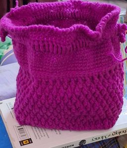 Handmade Knitted Drawstring Pouch