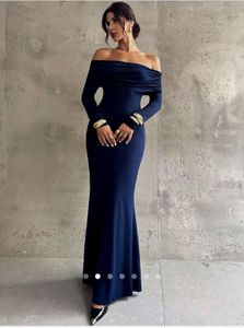 Blue Long fishtail backless dress