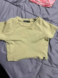 Olive Green Cropped T-Shirt