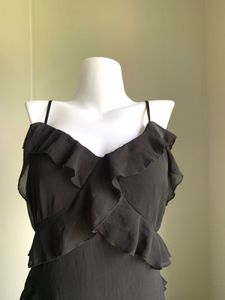 Flowy Black Ruffle Maxi Dress