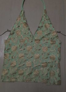 Green Floral Print Halter Top