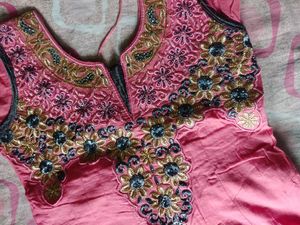 Heavy Work Pink Anarkali XL -XXL SIZE