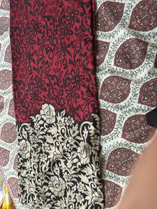Elegant Red &amp; Black Floral Saree