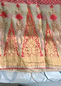 Elegant  designer Saree with Red border