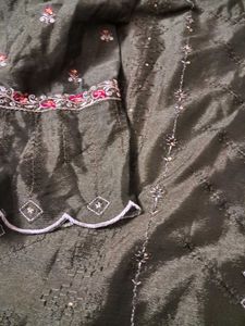 Olive Green Embroidered Stitch Kamish Salwar Dupat