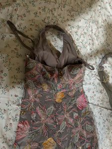 Embroidered Grey Helter Neck Jumpsuit with Dupatta