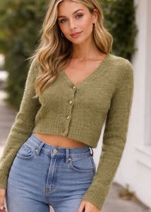 Olive Green Knit Cardigan