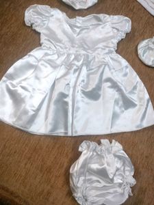 Baby Girls White Christening/Party Dress Set
