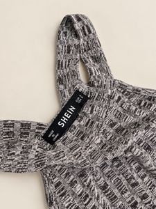 Grey Ribbed Halter Neck Dress