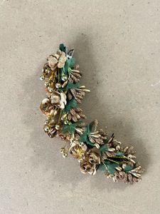 Vintage-Style Gold & Green Floral Hair Vine Clip