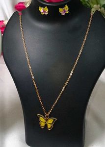 Butterfly Yellow Necklace and Earrings Set One