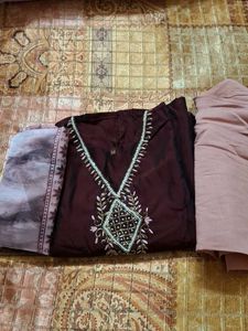Elegant Maroon duel tone silk Kurta Set