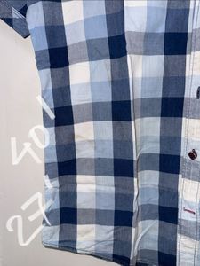 Men's Blue Checkered Short Sleeve Shirt