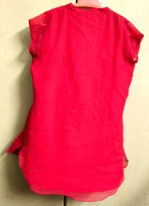Elegant Red Sheer Top