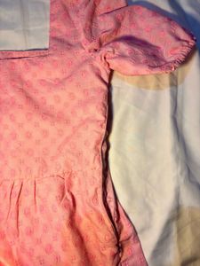 Pink Puff Sleeve Mini Embroidered Dress
