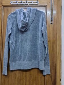 Velvet Texture Grey Hoodie From H&amp;M