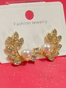 Elegant Pearl Leaf Earrings