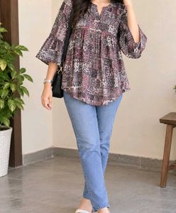 New Boho Bell Sleeve Printed top