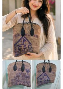 Boho Jute Tote Bag pek of 2